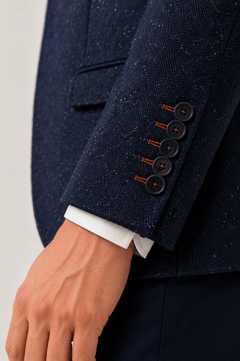Wool Tailored Jacket - Navy & Green TRUE TO SIZE - Claudio Lugli Shirts