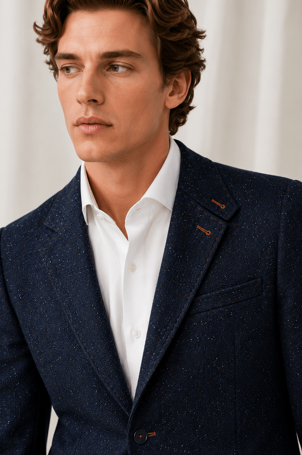Wool Tailored Jacket - Navy & Green TRUE TO SIZE - Claudio Lugli Shirts