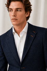 Wool Tailored Jacket - Navy & Green TRUE TO SIZE - Claudio Lugli Shirts