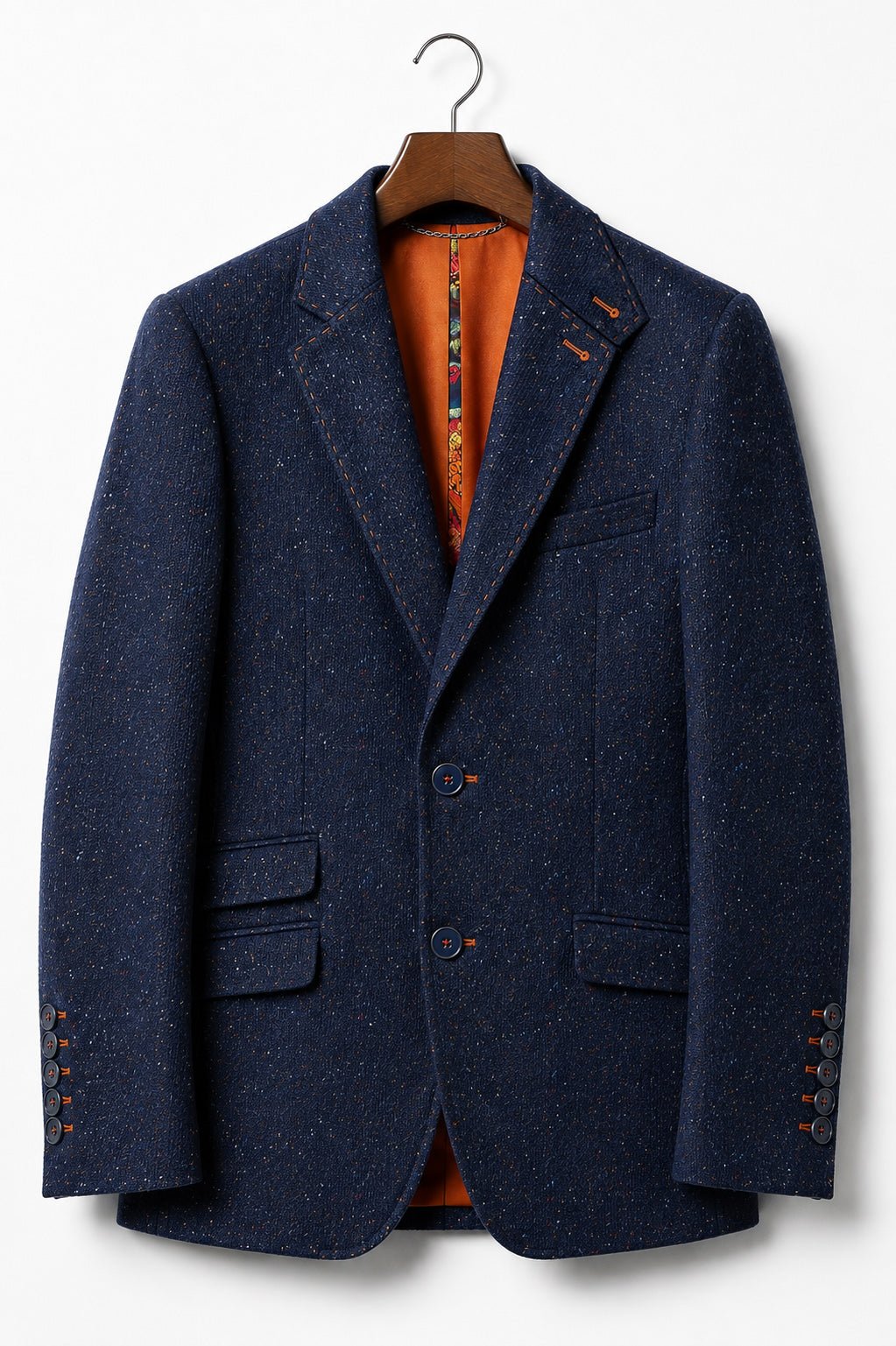 Wool Tailored Jacket - Navy & Green TRUE TO SIZE - Claudio Lugli Shirts