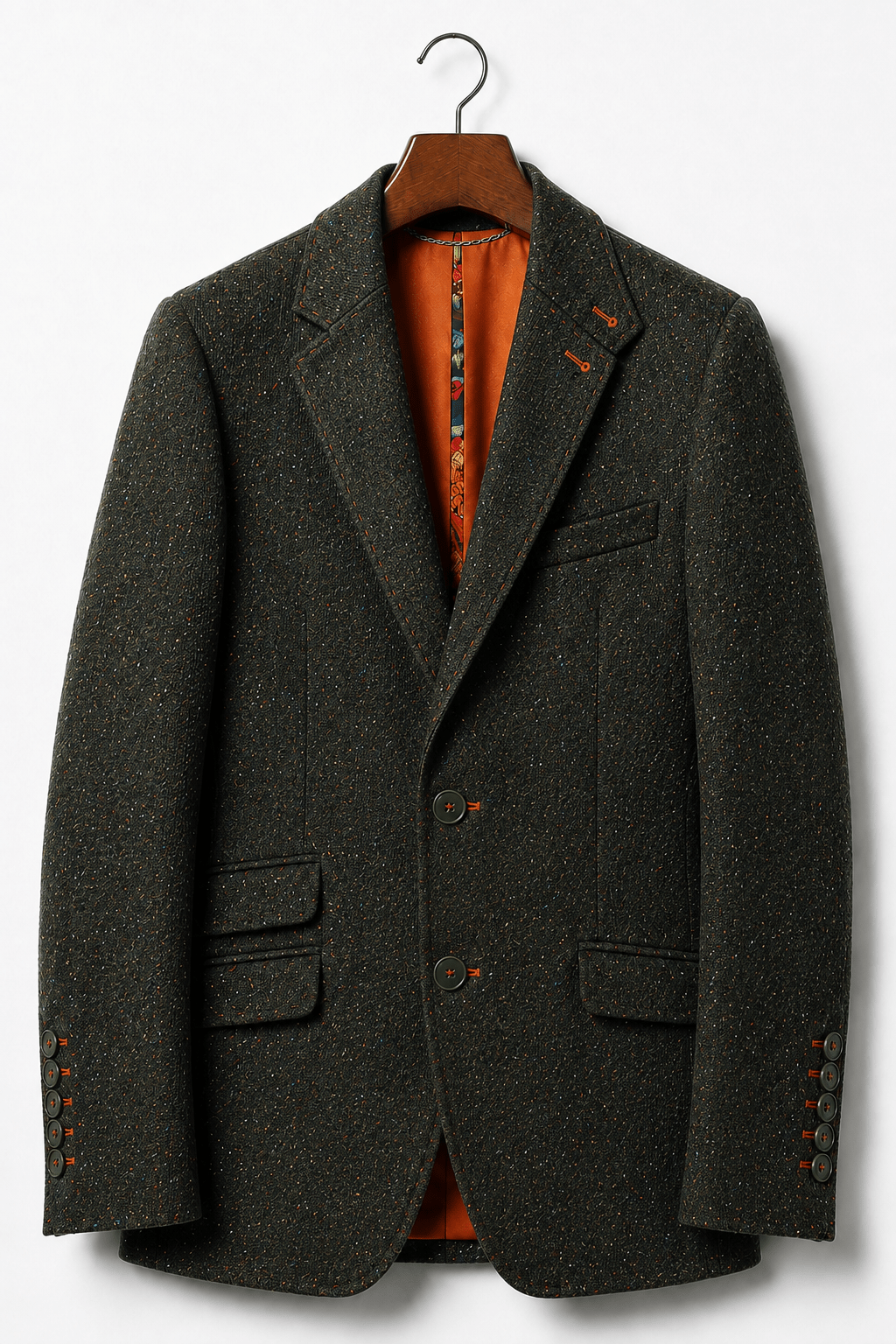 Wool Tailored Jacket - Navy & Green TRUE TO SIZE - Claudio Lugli Shirts