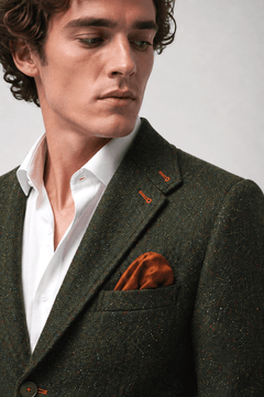 Wool Tailored Jacket - Navy & Green TRUE TO SIZE - Claudio Lugli Shirts