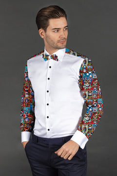 XMAS SANTA TUXEDO SHIRT WITH PRINTED BOWTIE - Claudio Lugli Shirts