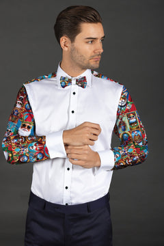 XMAS SANTA TUXEDO SHIRT WITH PRINTED BOWTIE - Claudio Lugli Shirts
