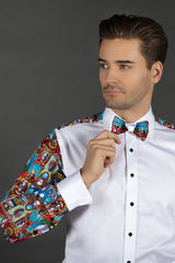 XMAS SANTA TUXEDO SHIRT WITH PRINTED BOWTIE - Claudio Lugli Shirts