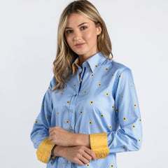 ZIGZAG SUNFLOWER WOMENS PRINT SHIRT - Premium Men's Patterned Shirt by Claudio Lugli | Bold Design, Tailored Fit, Best Printed Shirts
